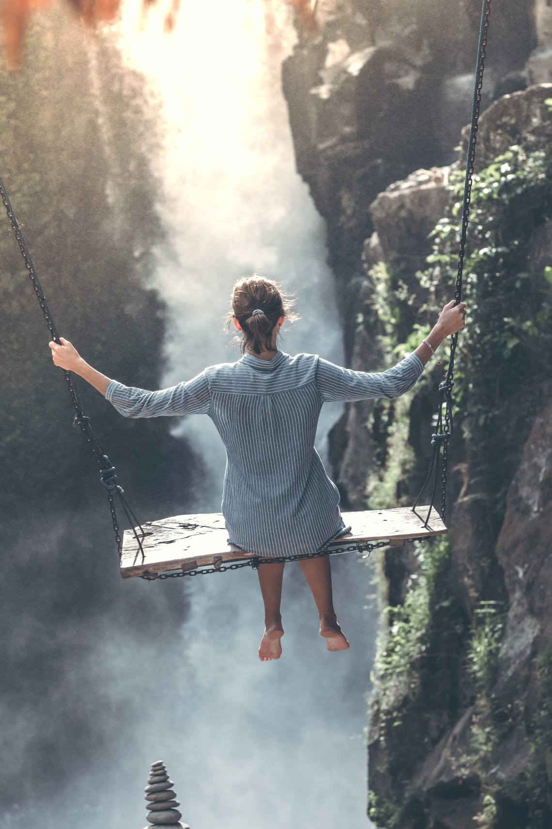 Solo female traveler enjoying a stunning view