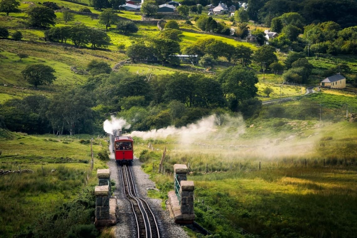 Steam train in Welsh countryside