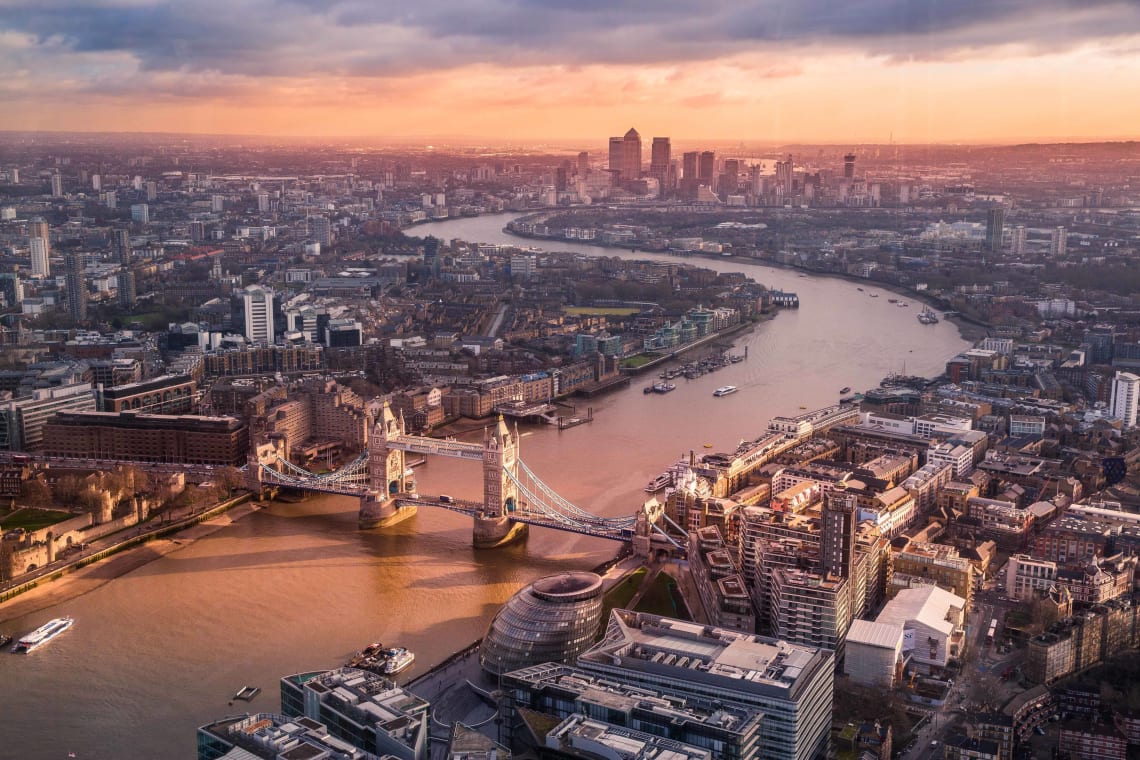 Aerial views of London, United Kingdom