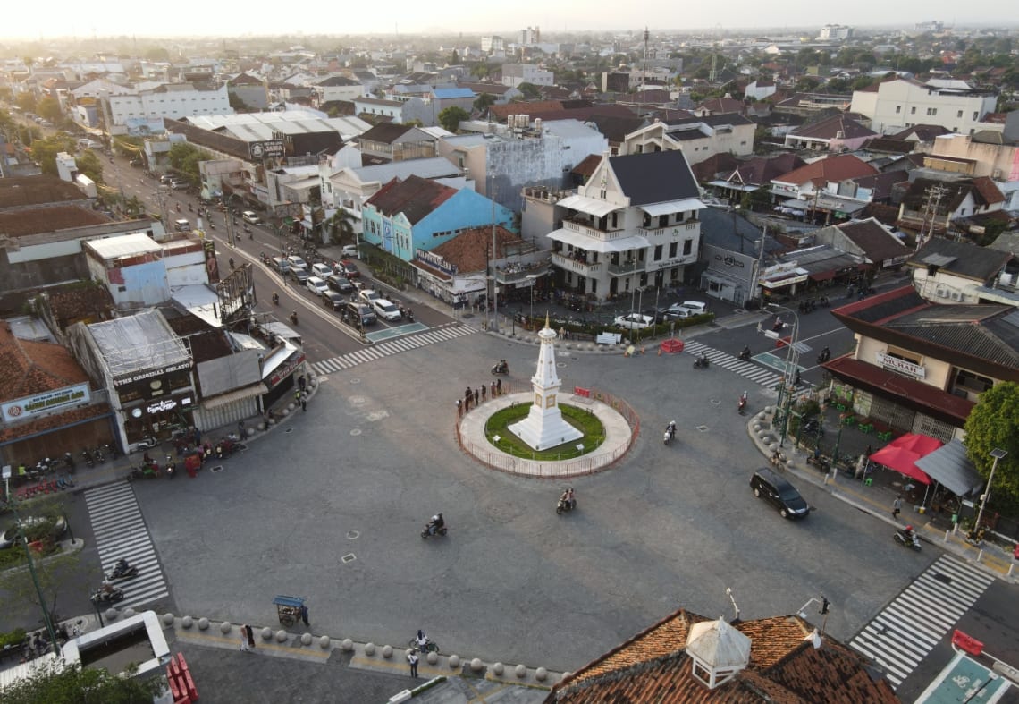 Aerial view of the main junction of Yogyakarta