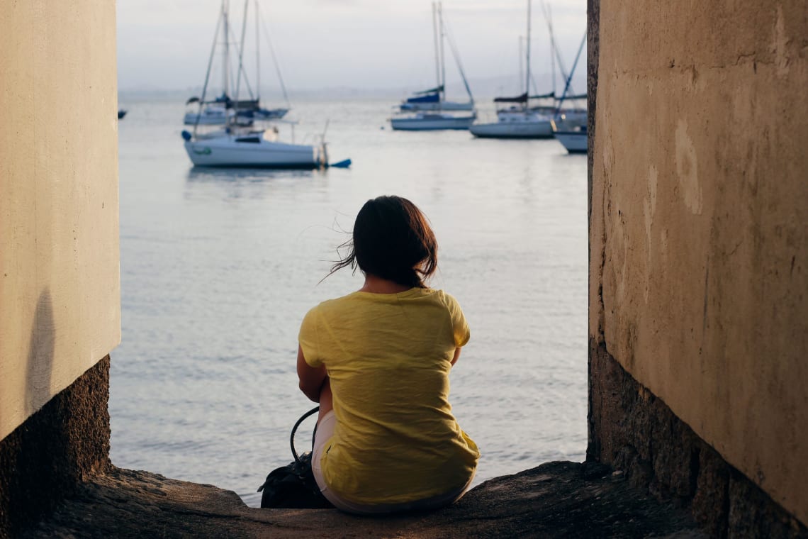 Solo female traveler relaxing in Florianopolis, Brazil