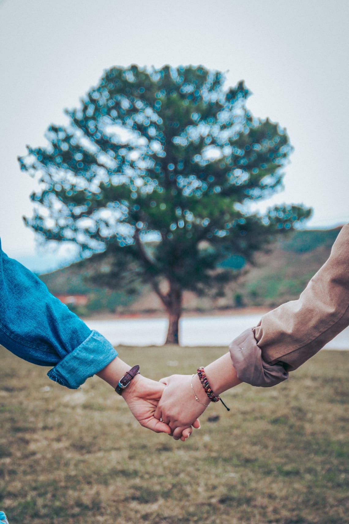 Couple holding hands