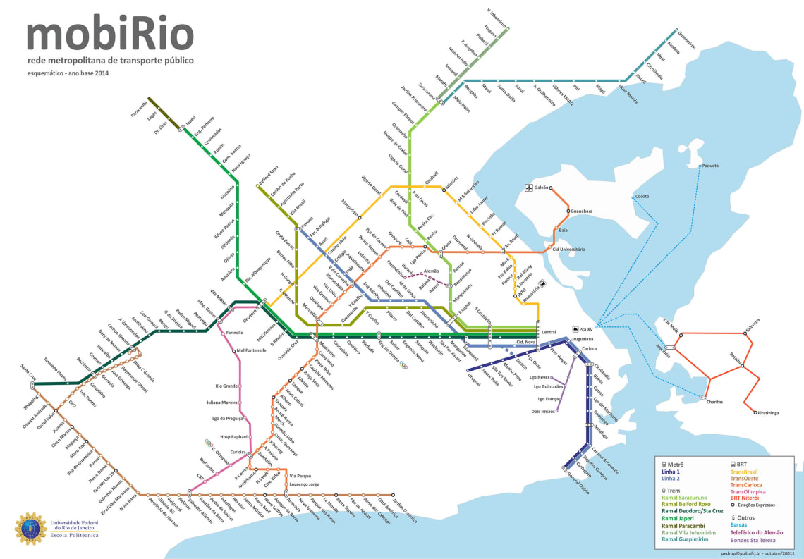 Metro map for Rio de Janeiro travel