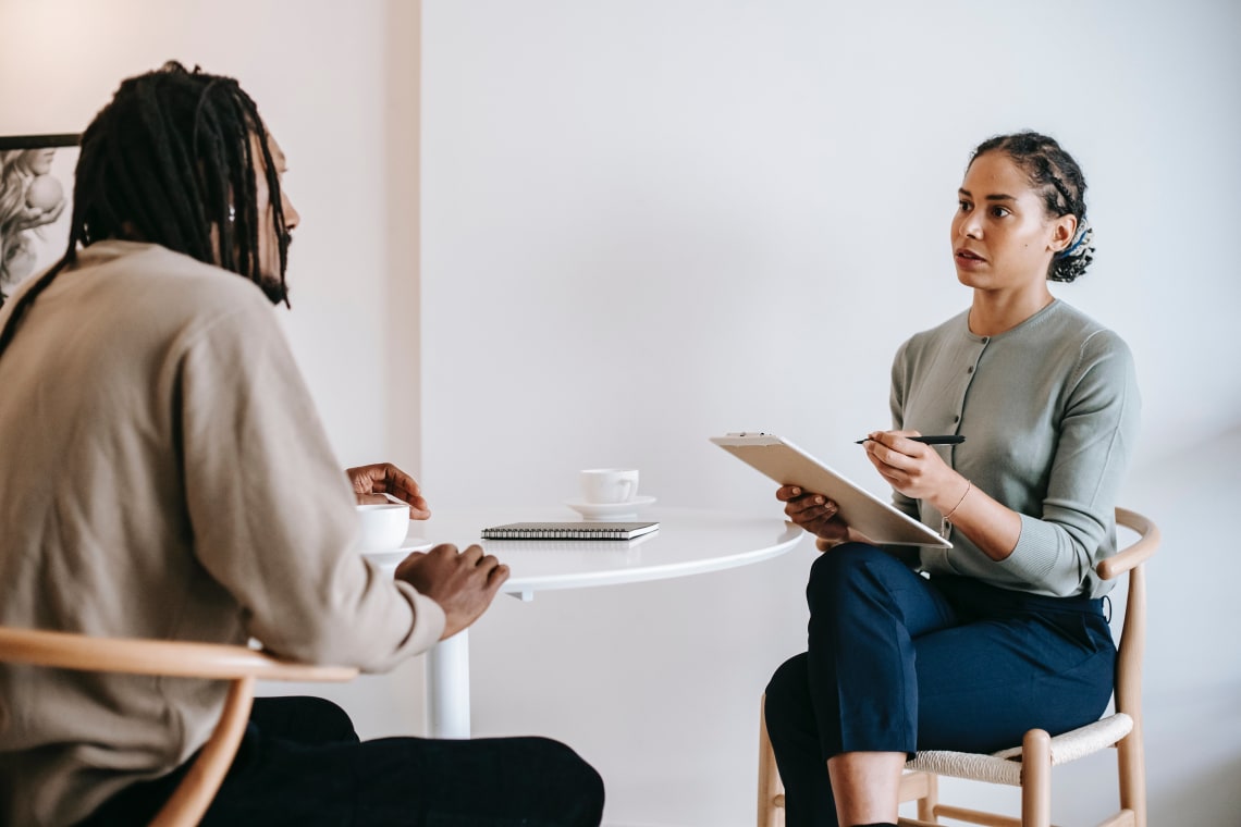 men and woman during job interview