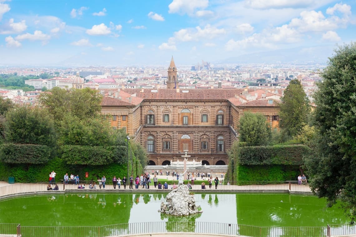 Palacio Pitti visto desde el Jardín de Bóboli