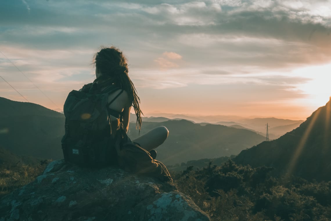 Solo traveller in a mountain