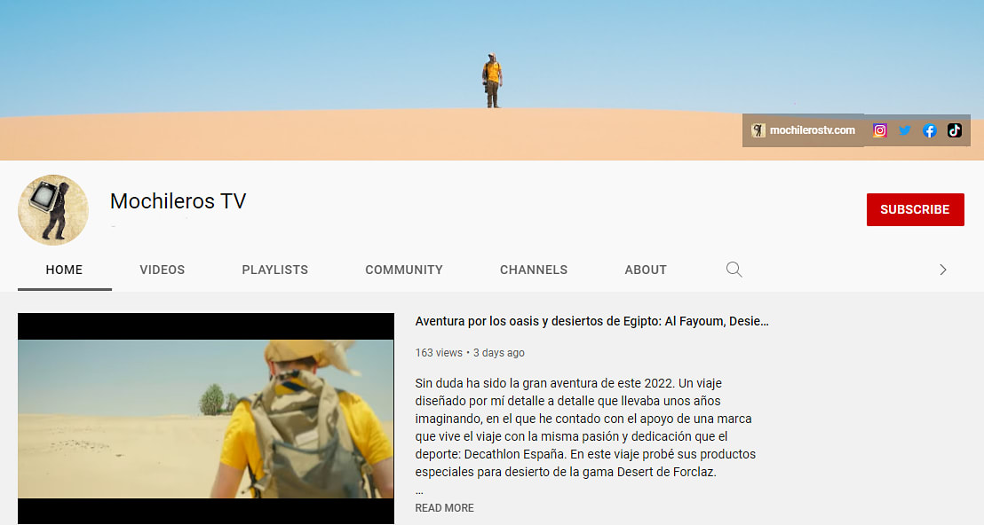 Canal de youtube de viajes Mochileros TV