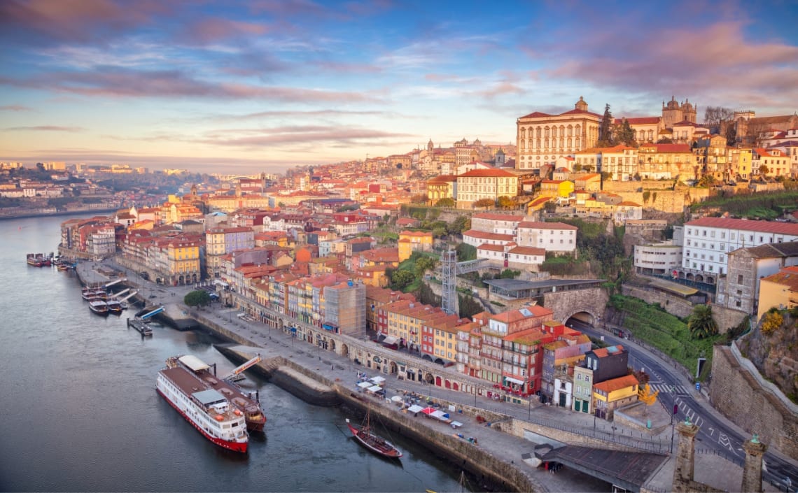 Aerial view of Porto, one of the best cities for digital nomads in Portugal