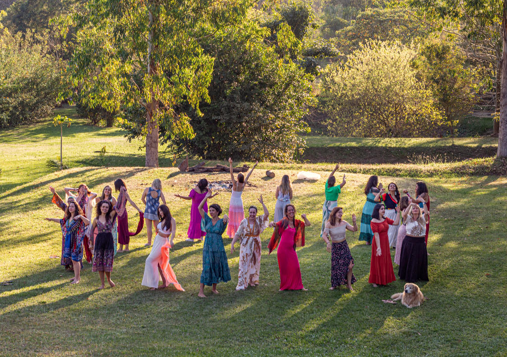 Group of women dancing as part of a spiritual ritual