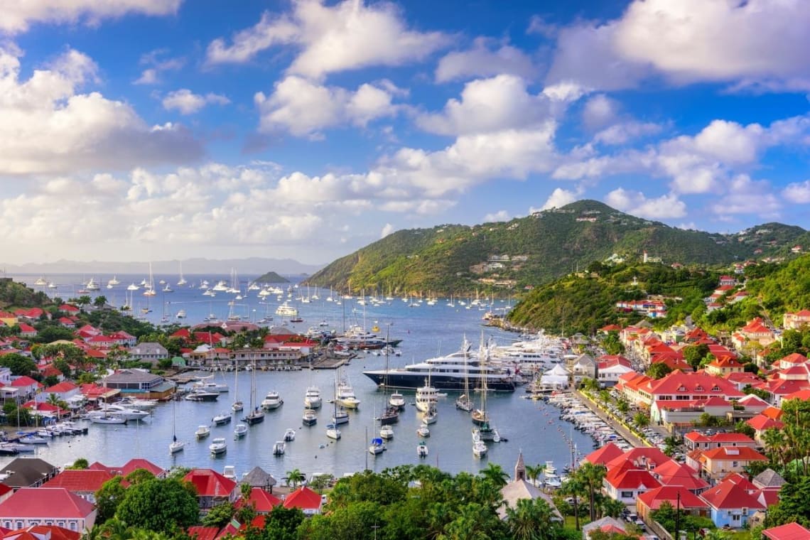 Panoramic view of Saint Berthelemy, one of the safest Caribbean islands