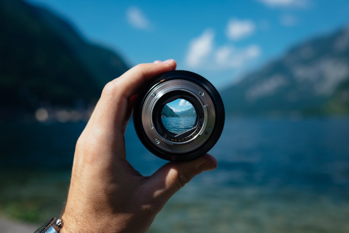 Halstatt, Austria seen through a camera lens