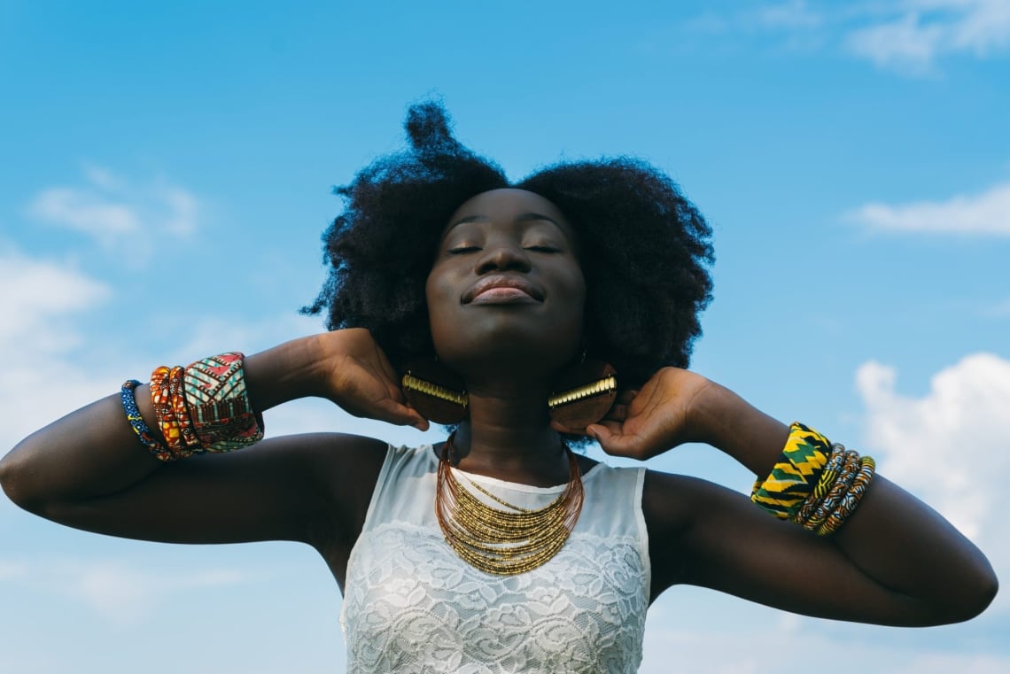 Beautiful black woman showing off her amazing style