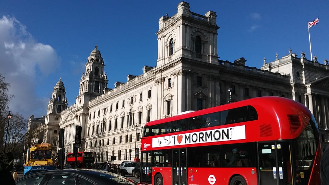 classic double-decker public buses in London