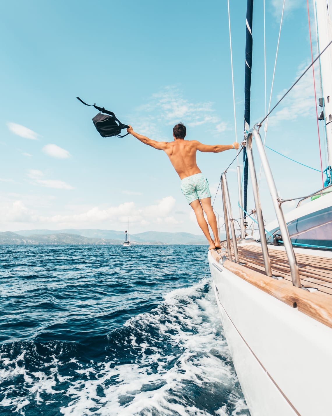 Solo traveler on a sailboat