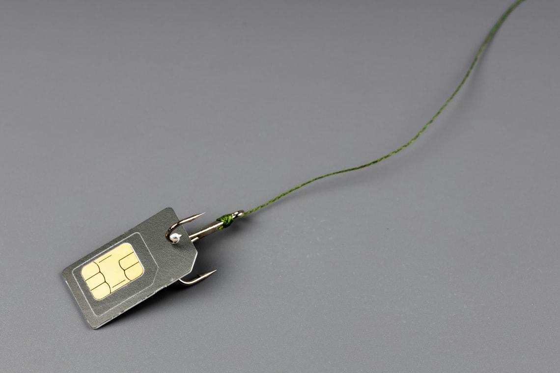 a simcard with a fishing hook