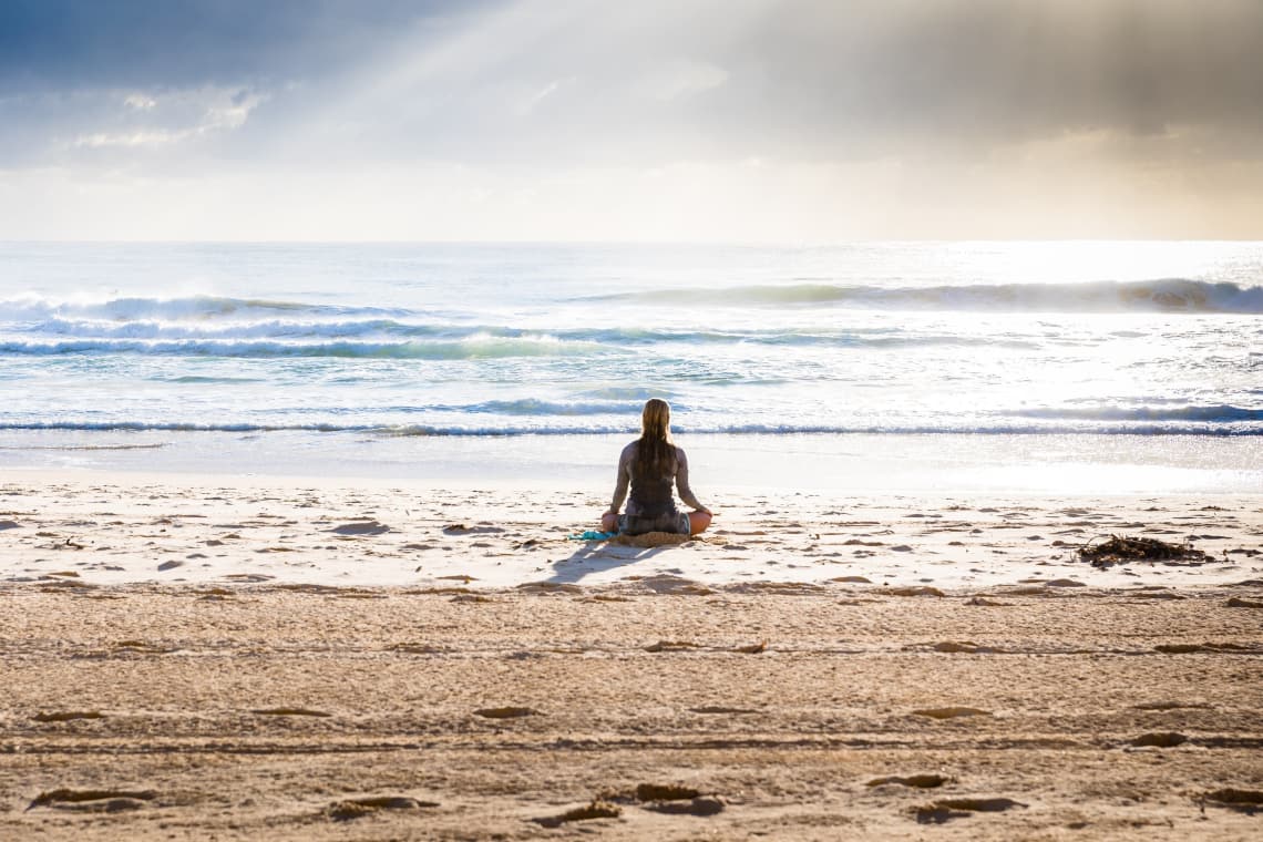 Meditating traveler