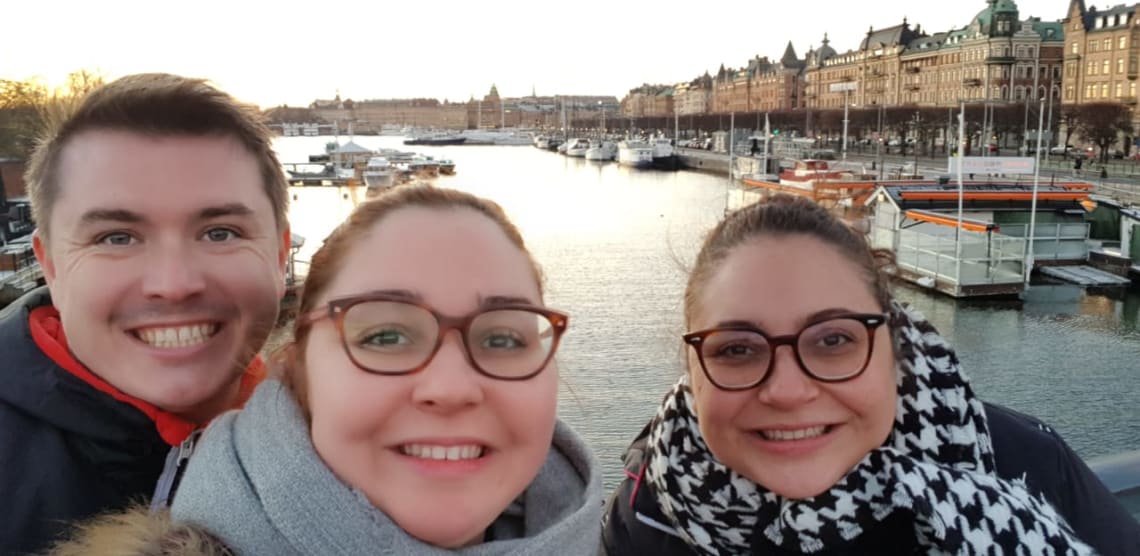 Nós durante o mochilão na Europa