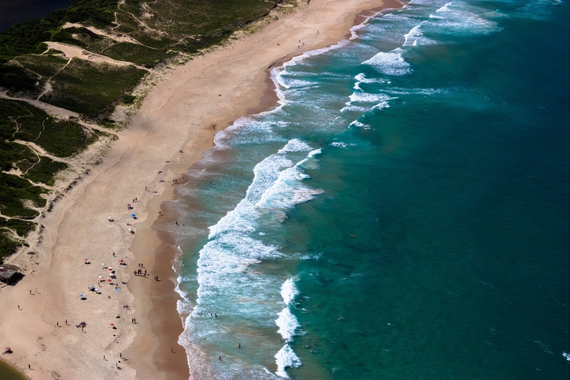 Aerial view of a beach in Florianopolis, Brazil