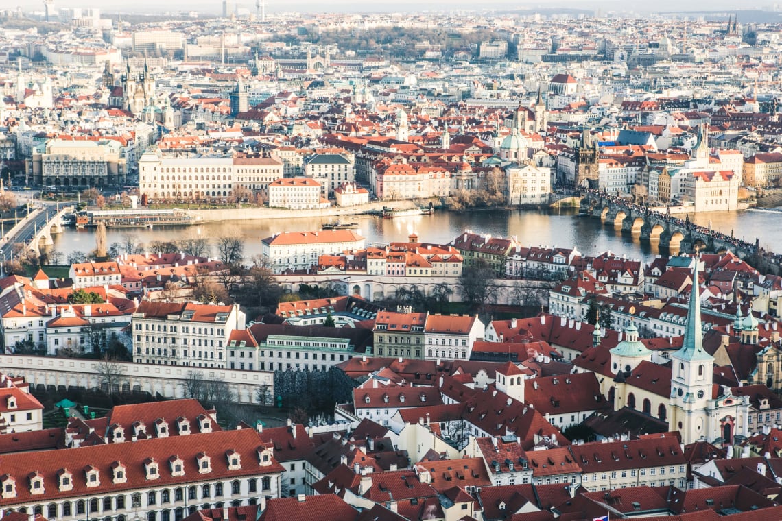 Panoramic view over Prague, Czech Republic