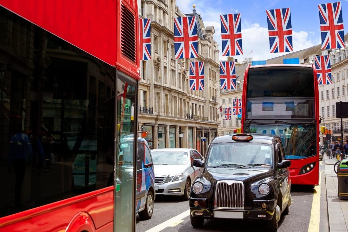 Red buses in London