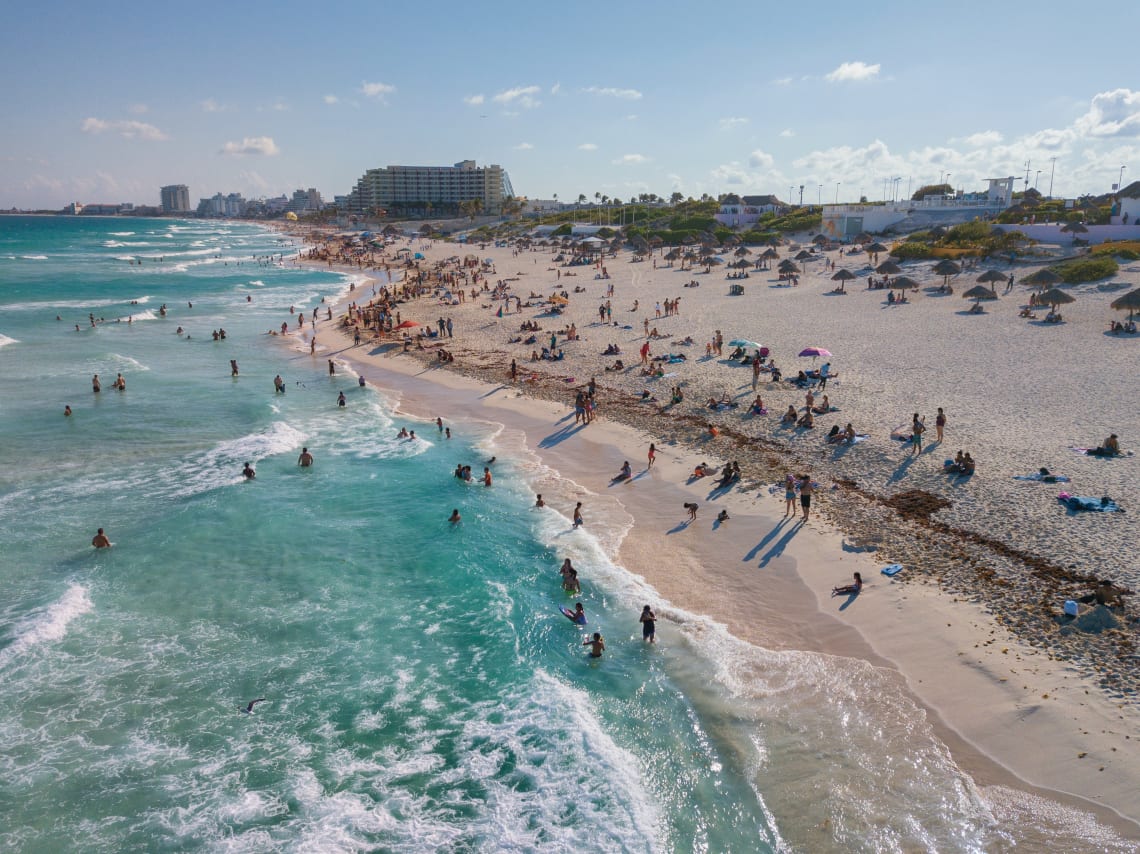 Praia de Cancún, um dos destinos mais famosos no México