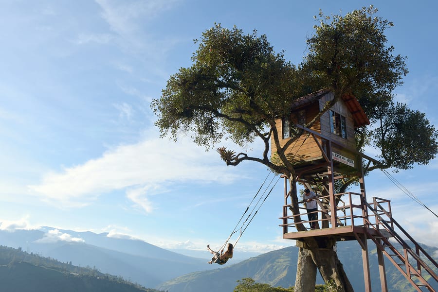 Balanço na casa de Árbol, Bano, Equador.