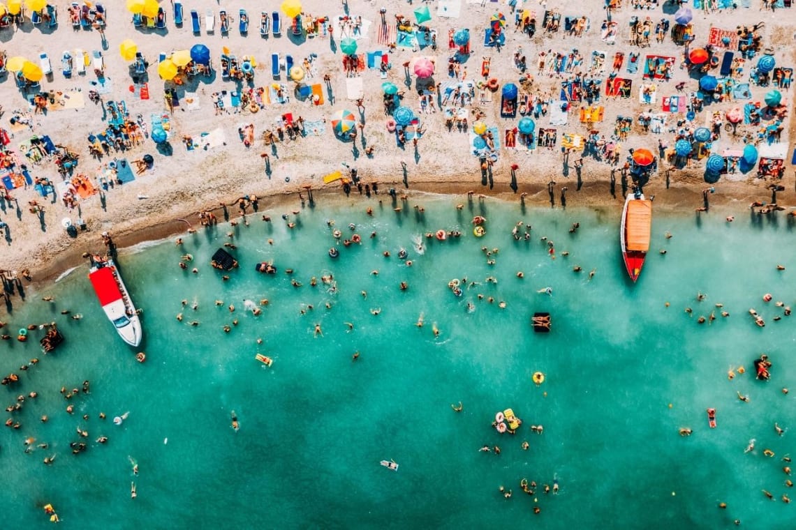 Overtourism in a beautiful beach