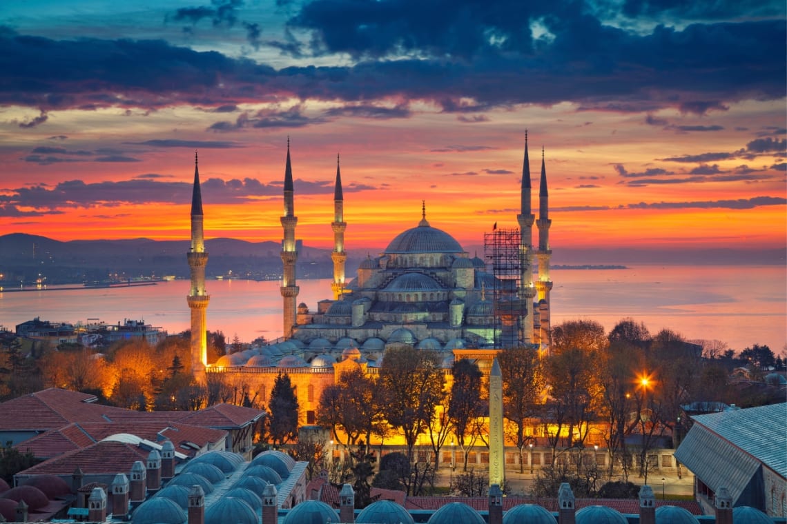 Mezquita Azul de Estambul al atardecer