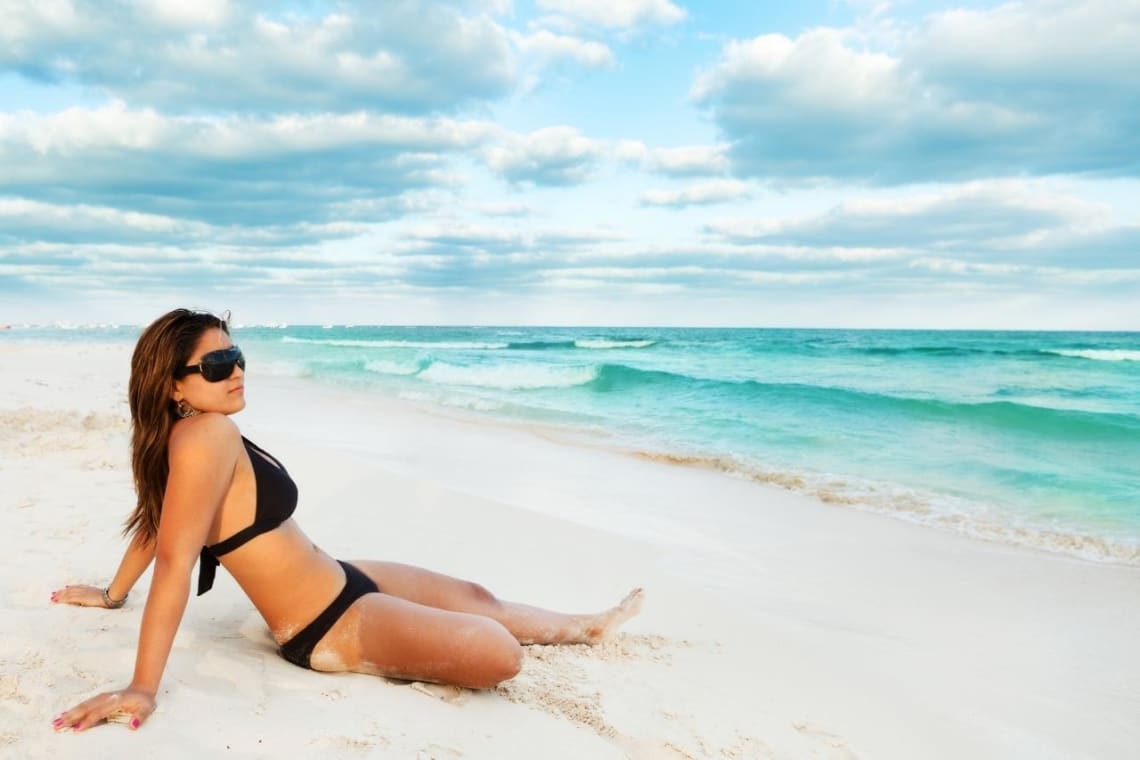 Girl relaxing in Playa del Carmen beach