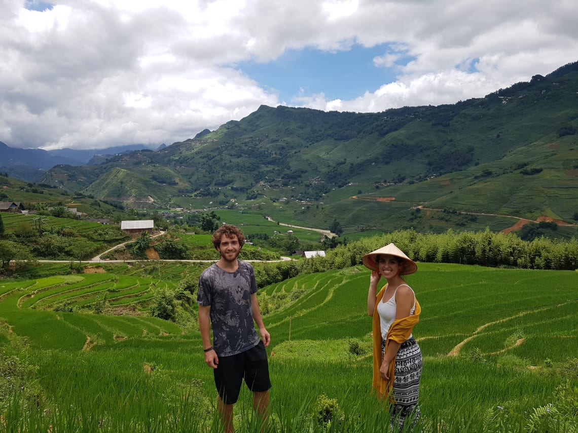 Cómo viajar a Asia con poco dinero - Worldpackers- campos de arroz en Vietnam 