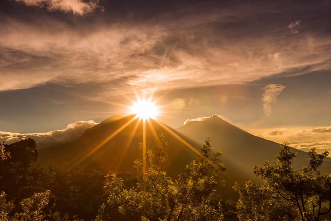 Acatenango volcano at sunrise