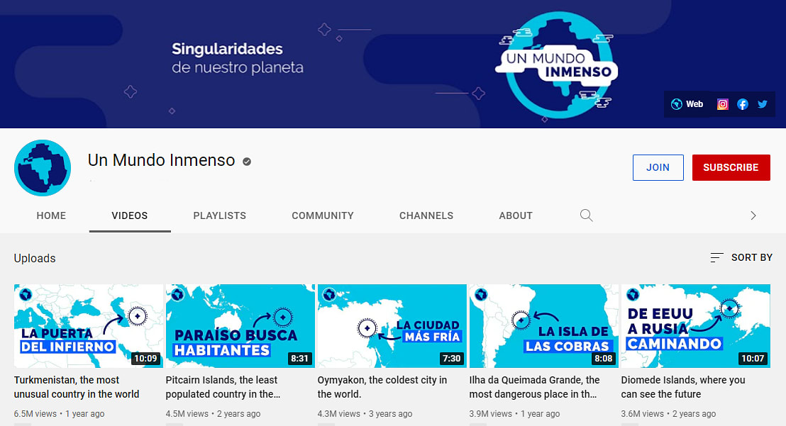 Canal de youtube Un mundo inmenso