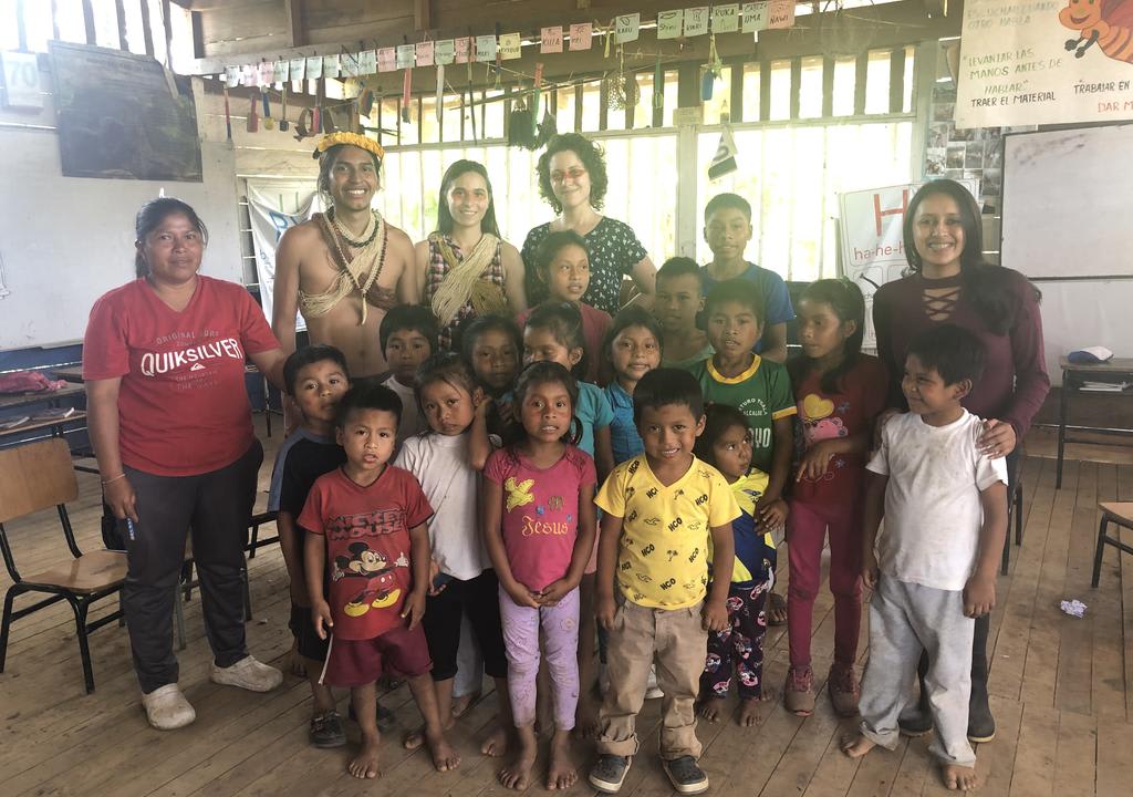 Kids and teachers in a rural school in South America