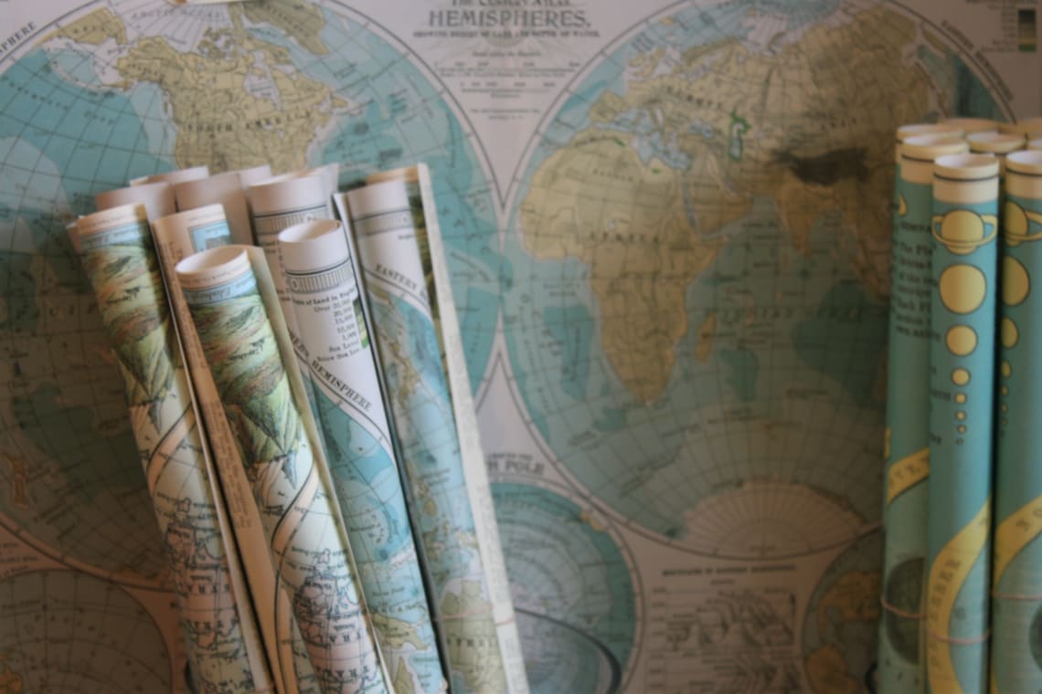 Vintage world maps