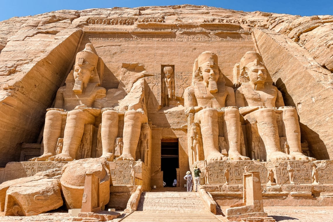 Entrance of the main temple of Abu Simbel in Egypt