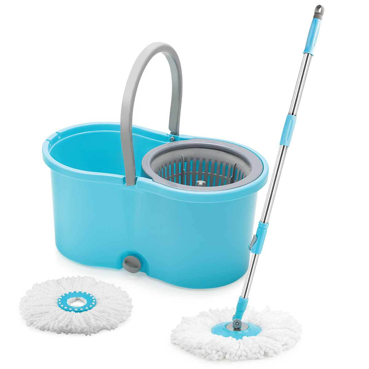 Black and Green Spin Mop with 3 Mop Heads