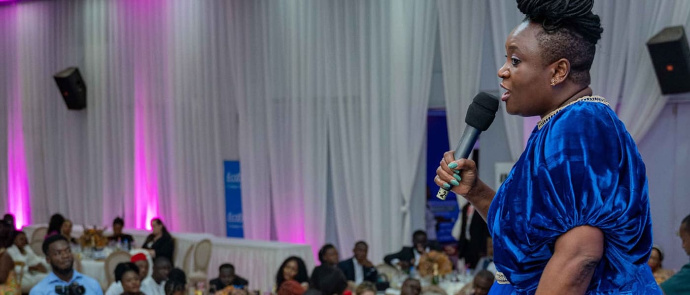 The host addressing a full room at The Corporate Awards Cameroon 2023