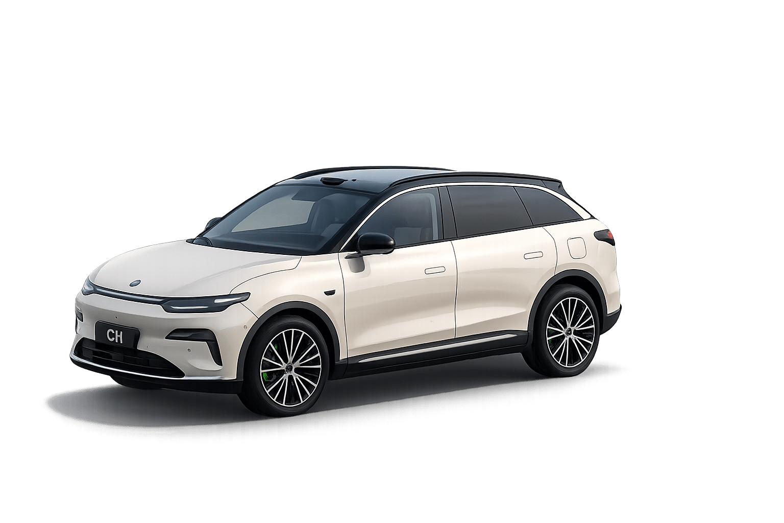 Leapmotor C11 blanc de trois quarts avant sur fond sombre