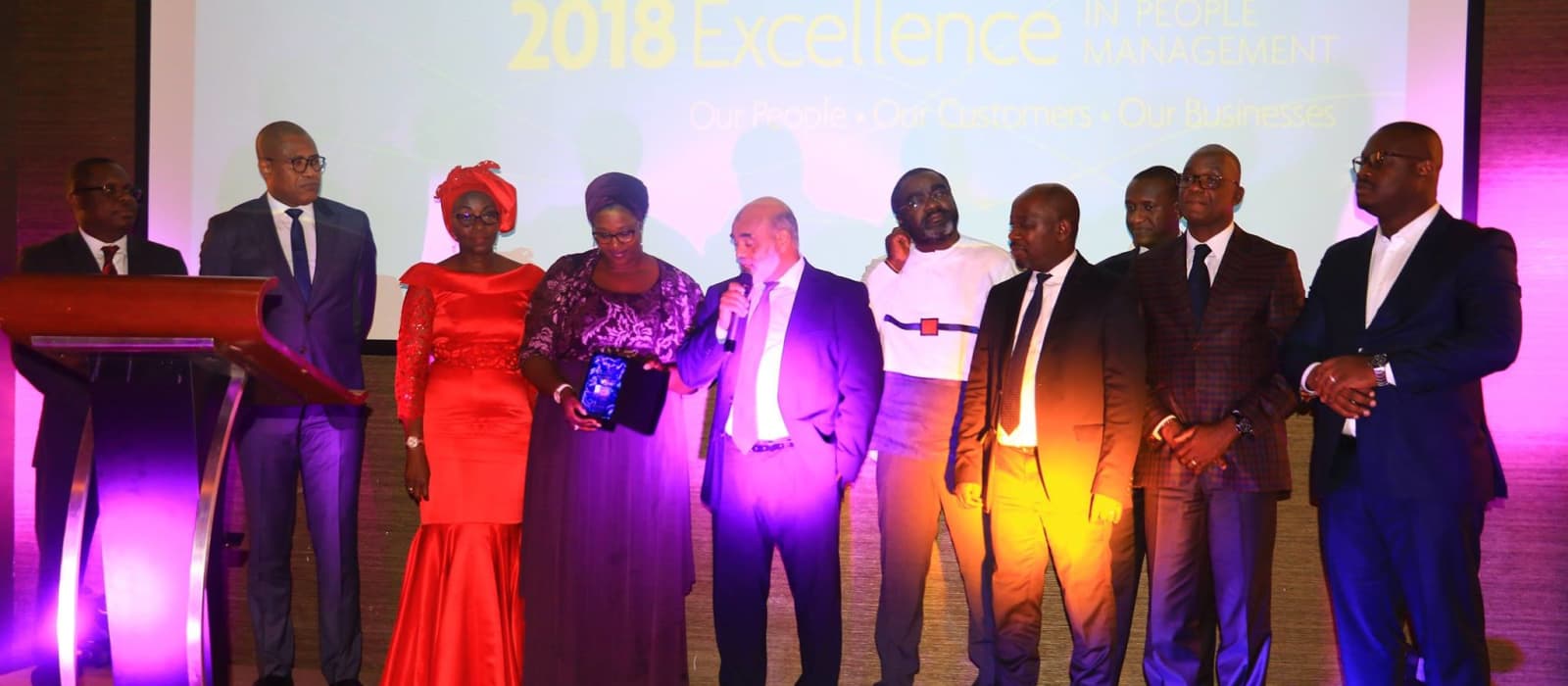Winners gathered on stage at The Corporate Awards Côte d'Ivoire 2018