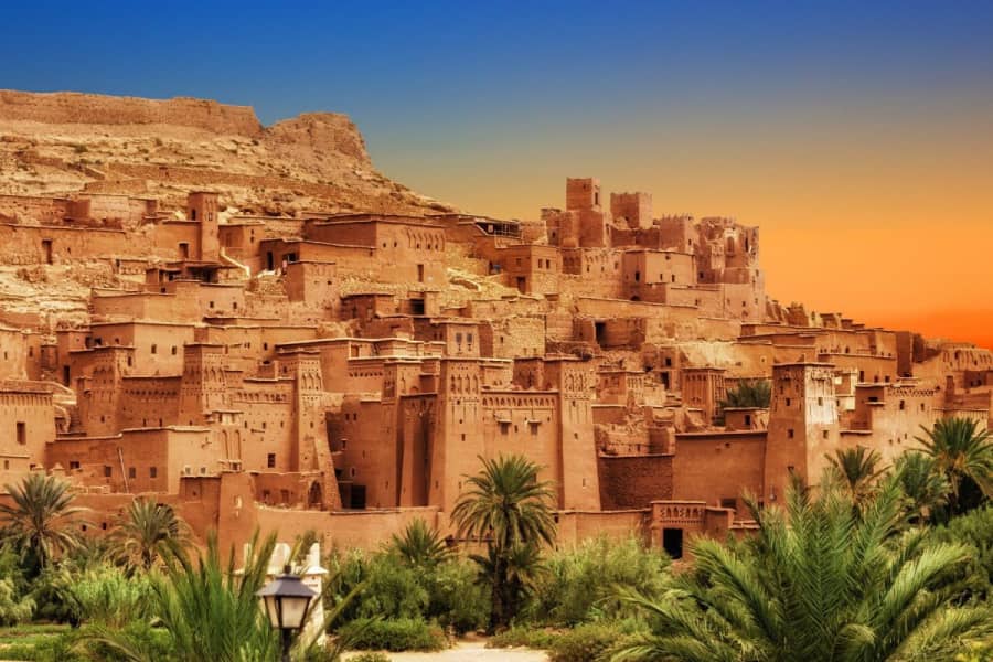 A mud-brick kasbah in the Moroccan desert