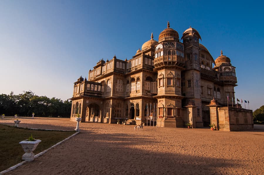 Created in red sandstone and affords a stunning view of the surrounding area: Vijay Vilas Palace