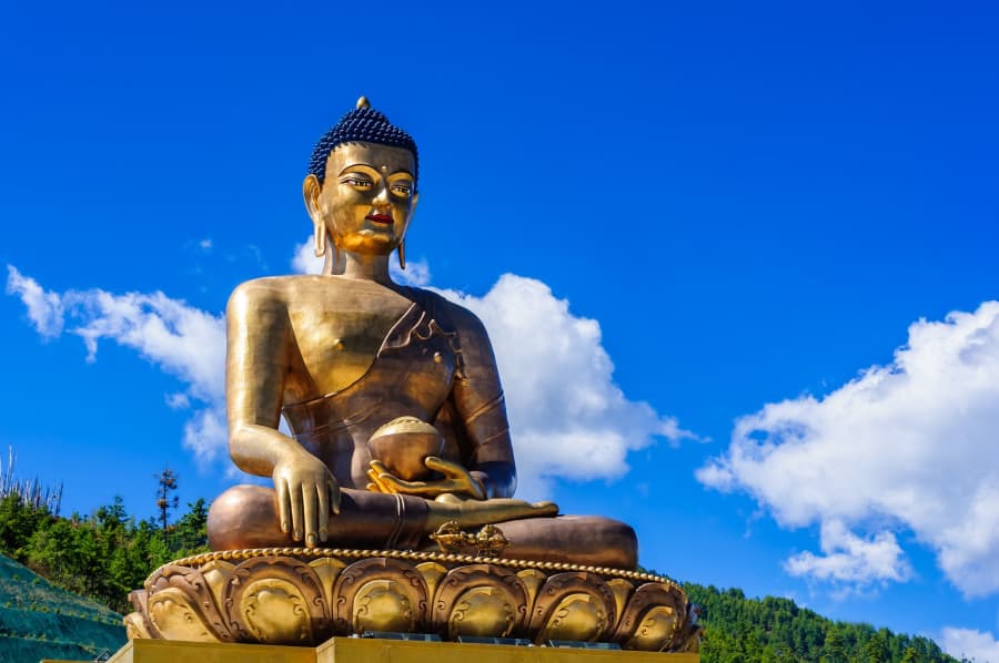 The golden Buddha Dordenma statue in Thimphu, Bhutan