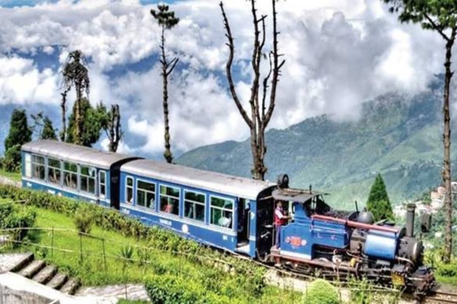 The Darjeeling toy train among the hills