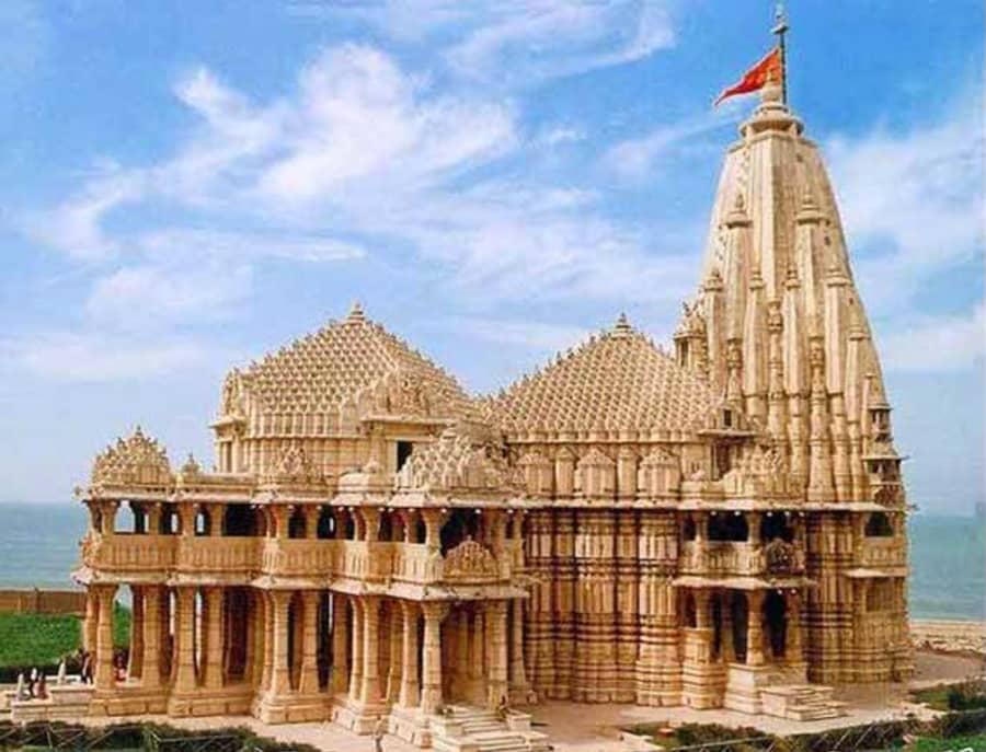 The carved sandstone Somnath Temple, Gujarat