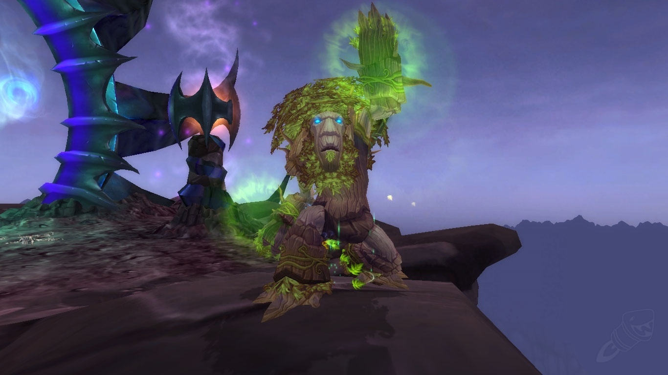A Restoration Druid in Incarnation: Tree of Life form channels green nature magic.