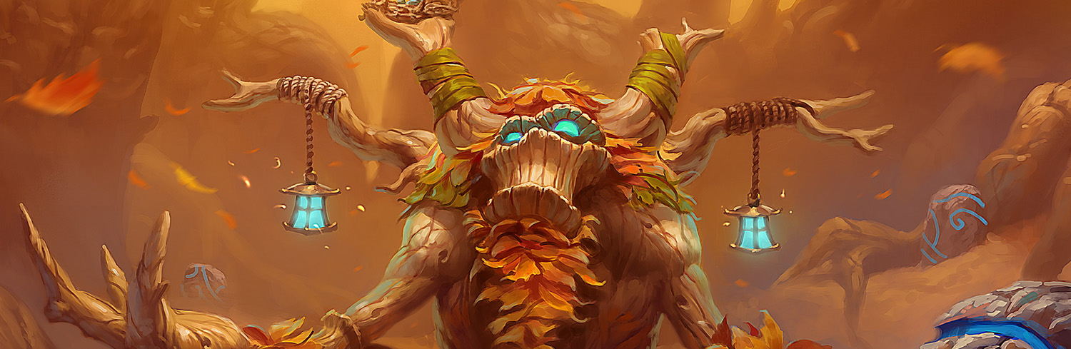 A towering tree spirit in the Restoration Druid class artwork.