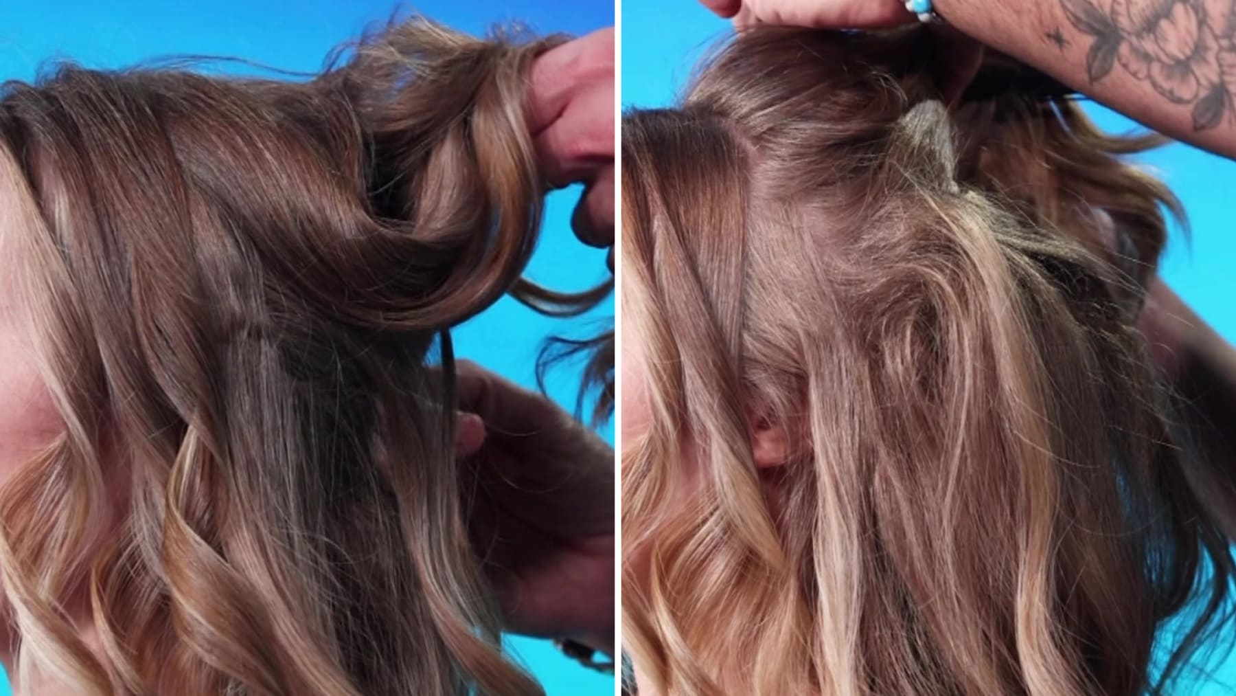 Before and after pictures of teasing hair.