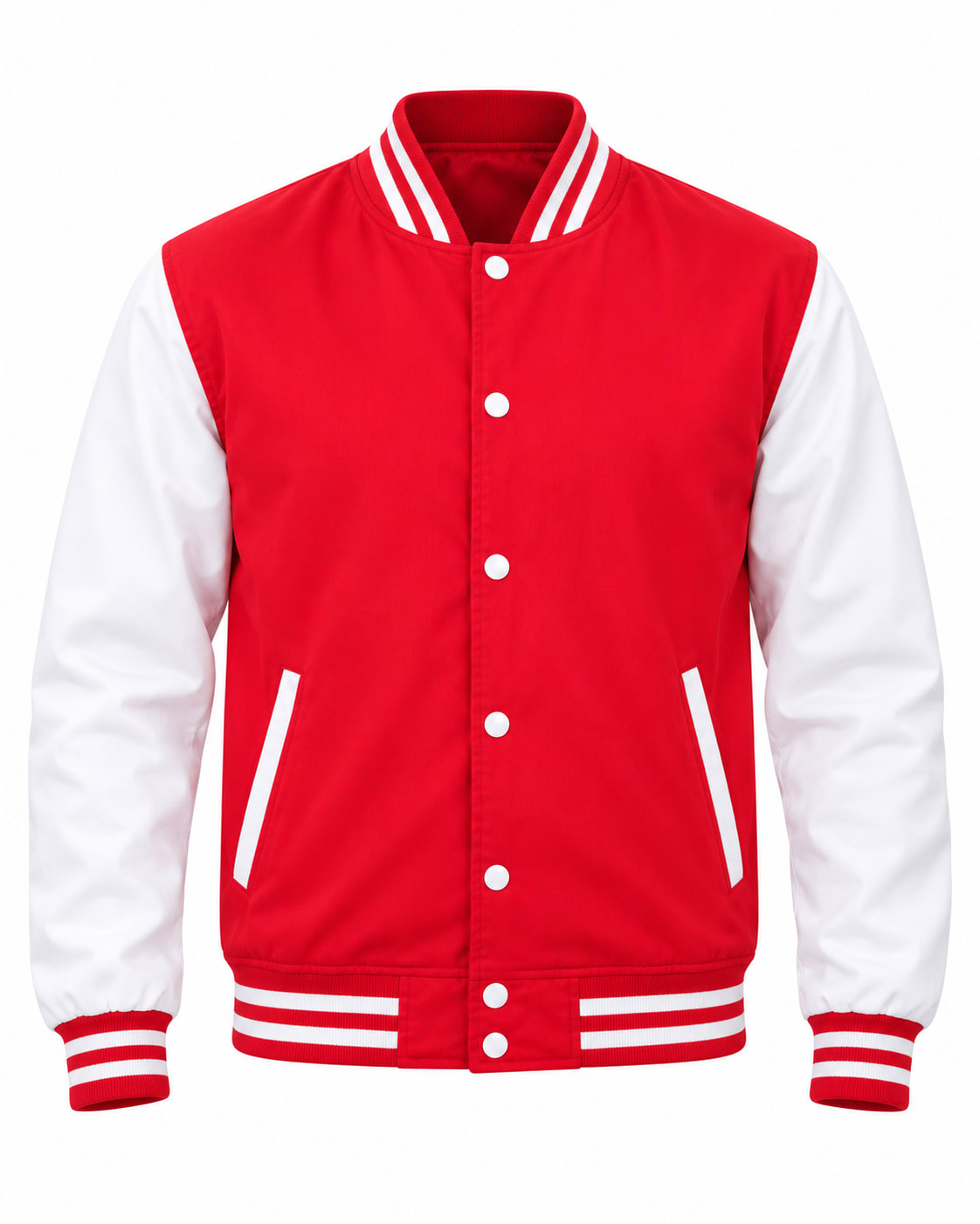 Red and White Cotton Twill Jacket, front view