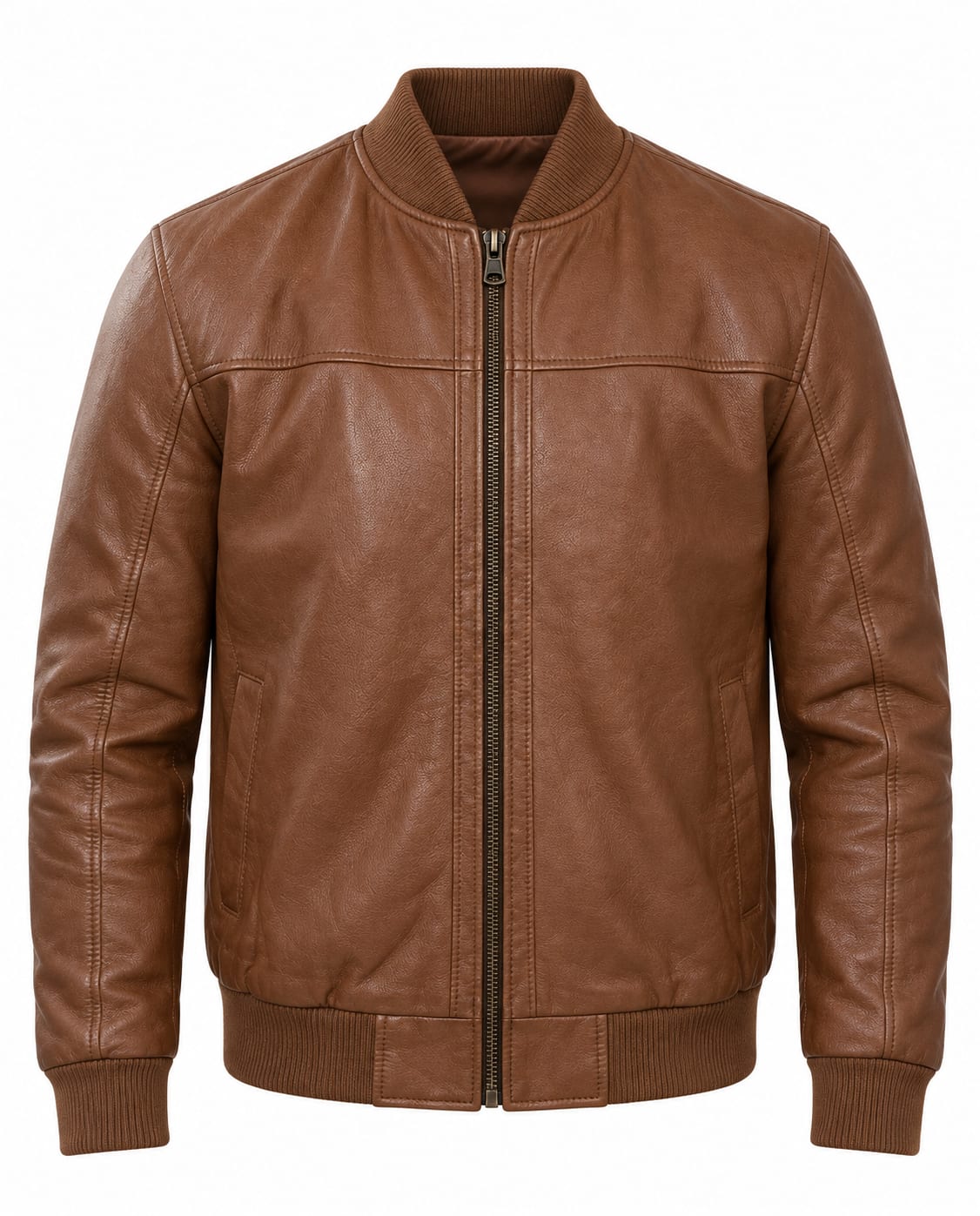 Leather Jacket Bomber Sheep Mens, front view