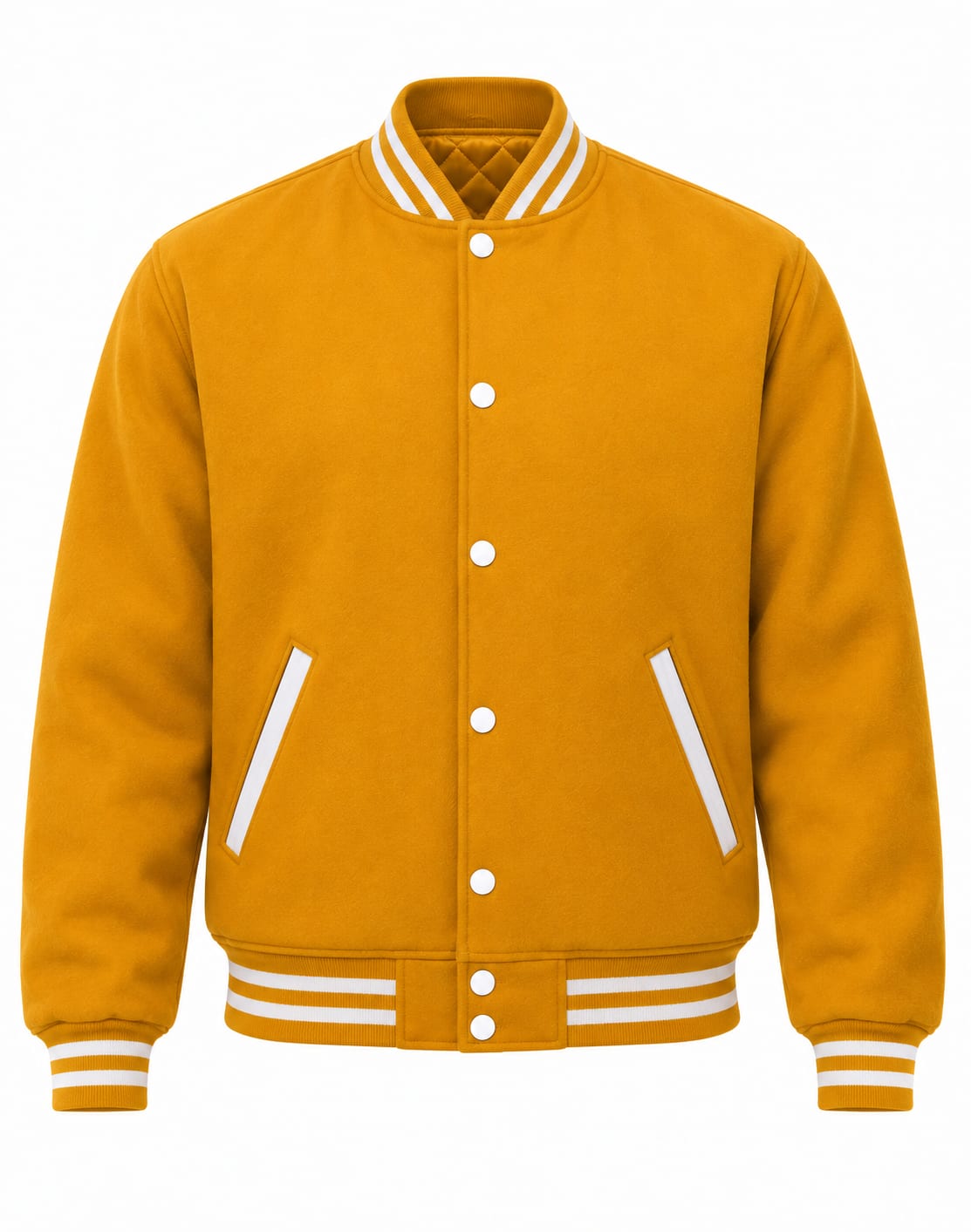 Gold Wool Varsity Jacket, front view